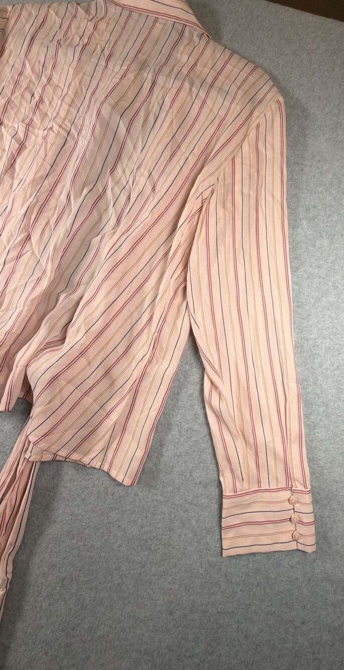 Ann Taylor Silk Blend Striped Tie-Front Blouse Size 14 - Picture 9 of 9